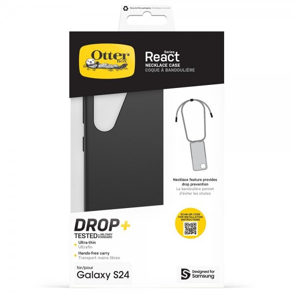 Otterbox Samsung Galaxy S24 React Necklace -suojakuori, musta