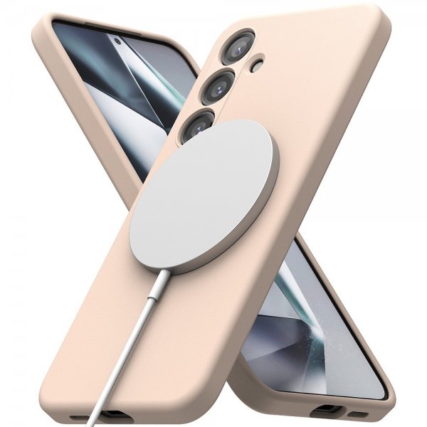 Ringke Samsung Galaxy S24 Kuori Silikoni Magneettinen Pink Sand