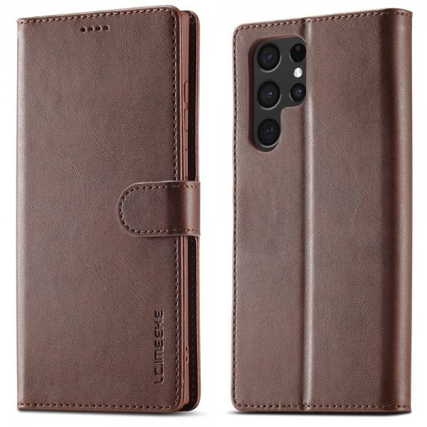Lc.Imeeke Samsung Galaxy S24 Ultra Kotelo korttipaikalla, jalustatoiminnolla, tummanruskea
