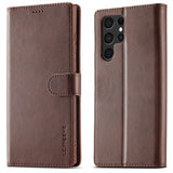 Lc.Imeeke Samsung Galaxy S24 Ultra Kotelo korttipaikalla, jalustatoiminnolla, tummanruskea