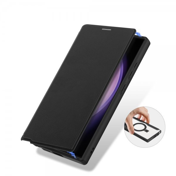 Dux Ducis Samsung Galaxy S24 Ultra -kotelo, Skin X Pro Series, jalusta, MagSafe, musta