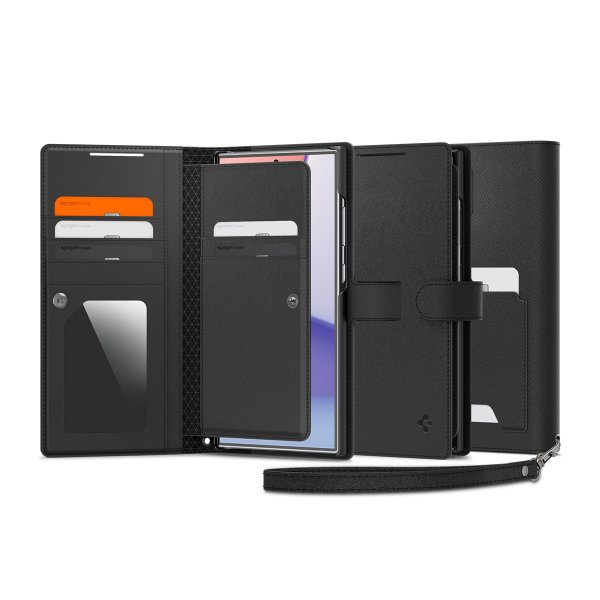 Spigen Samsung Galaxy S24 Ultra Wallet S Plus -suojakotelo, musta