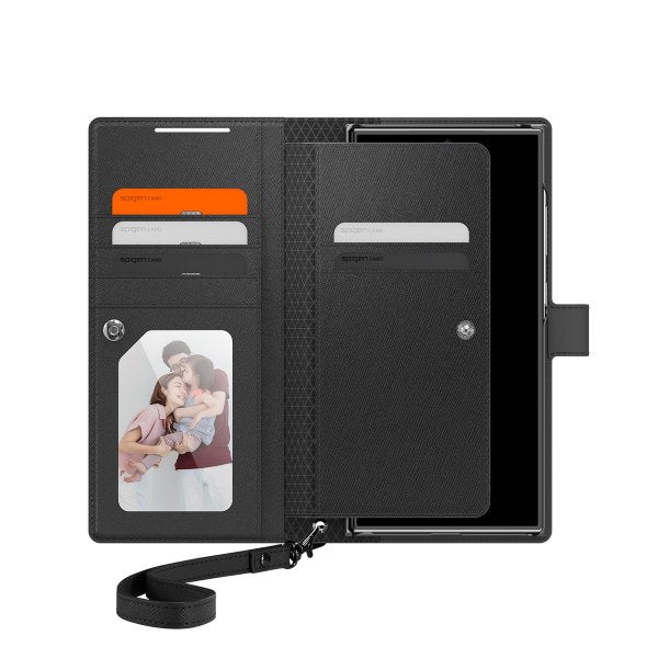 Spigen Samsung Galaxy S24 Ultra Wallet S Plus -suojakotelo, musta