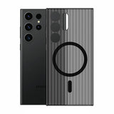 Samsung Galaxy S24 Ultra Kuori, aaltopahvikuvioitu MagSafe Läpinäkyvä Musta