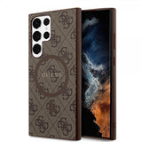 Guess Samsung Galaxy S24 Ultra Kuoret 4G Pattern MagSafe Ruskea