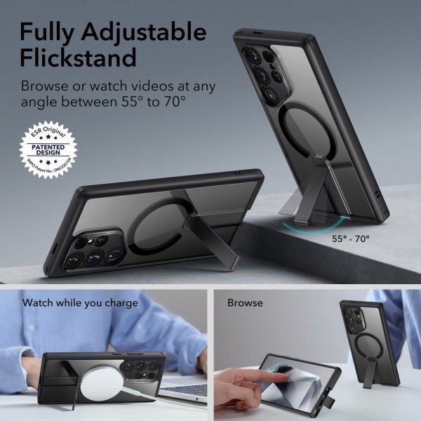 ESR Samsung Galaxy S24 Ultra -kuori Boost Flickstand MagSafe Himmeä läpinäkyvä