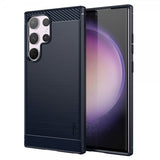 Mofi Samsung Galaxy S24 Ultra -kuori harjatulla hiilikuitutekstuurilla, sininen