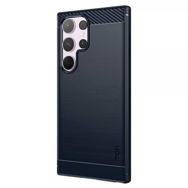 Mofi Samsung Galaxy S24 Ultra -kuori harjatulla hiilikuitutekstuurilla, sininen