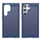 Samsung Galaxy S24 Ultra -kuori, harjattu hiilikuitukuvio, sininen