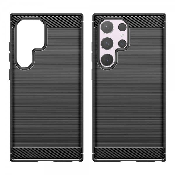 Samsung Galaxy S24 Ultra Kuori Harjattu hiilikuitukuvio Musta
