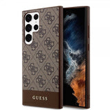 Guess Samsung Galaxy S24 Ultra Kuori Bottom Stripe Metal Logo Ruskea