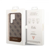 Guess Samsung Galaxy S24 Ultra Kuori Bottom Stripe Metal Logo Ruskea