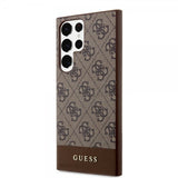 Guess Samsung Galaxy S24 Ultra Kuori Bottom Stripe Metal Logo Ruskea