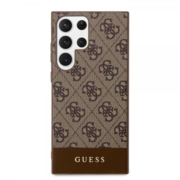 Guess Samsung Galaxy S24 Ultra Kuori Bottom Stripe Metal Logo Ruskea