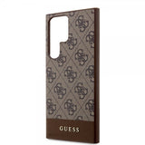 Guess Samsung Galaxy S24 Ultra Kuori Bottom Stripe Metal Logo Ruskea