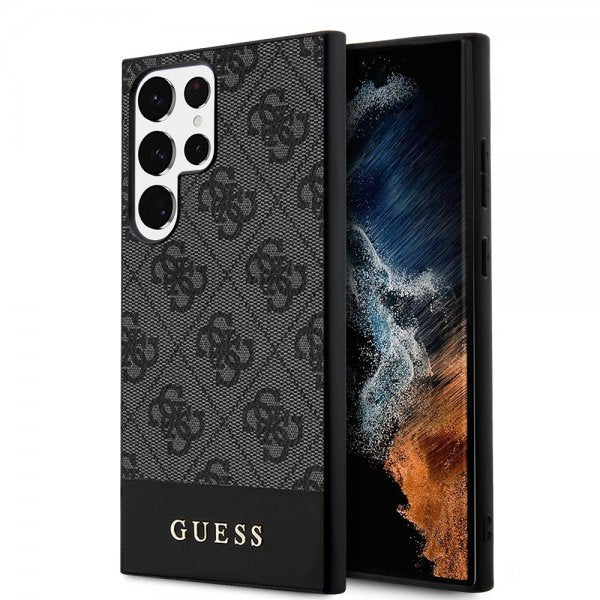 Guess Samsung Galaxy S24 Ultra Kuori Bottom Stripe Metal Logo Musta