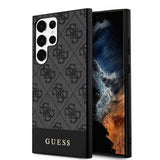 Guess Samsung Galaxy S24 Ultra Kuori Bottom Stripe Metal Logo Musta