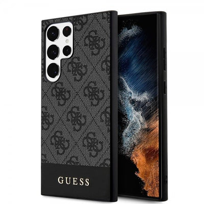 Guess Samsung Galaxy S24 Ultra Kuori Bottom Stripe Metal Logo Musta