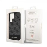 Guess Samsung Galaxy S24 Ultra Kuori Bottom Stripe Metal Logo Musta