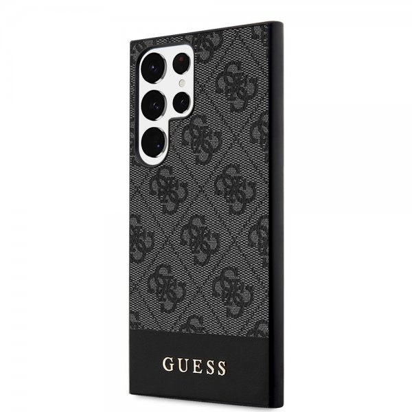Guess Samsung Galaxy S24 Ultra Kuori Bottom Stripe Metal Logo Musta