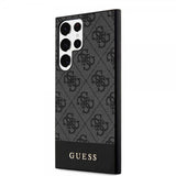 Guess Samsung Galaxy S24 Ultra Kuori Bottom Stripe Metal Logo Musta