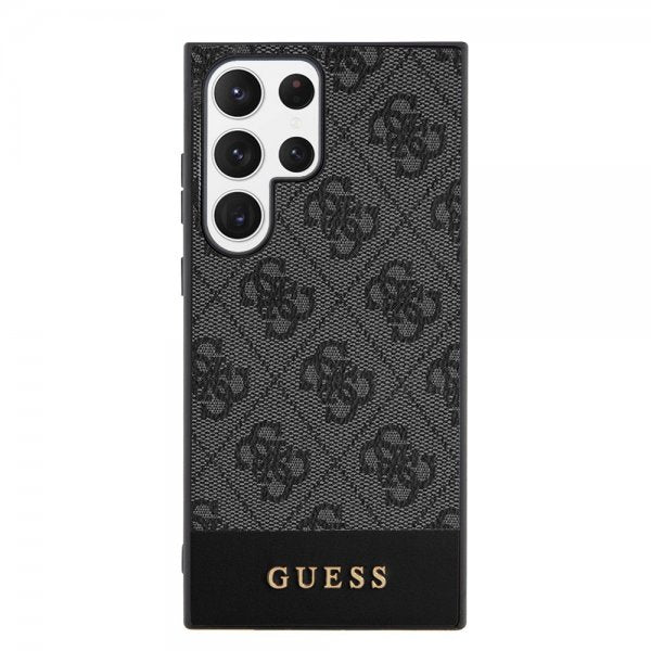 Guess Samsung Galaxy S24 Ultra Kuori Bottom Stripe Metal Logo Musta