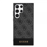 Guess Samsung Galaxy S24 Ultra Kuori Bottom Stripe Metal Logo Musta