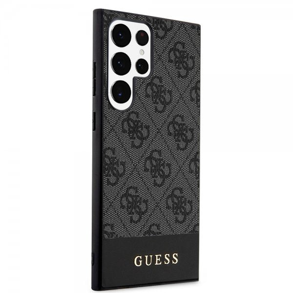 Guess Samsung Galaxy S24 Ultra Kuori Bottom Stripe Metal Logo Musta