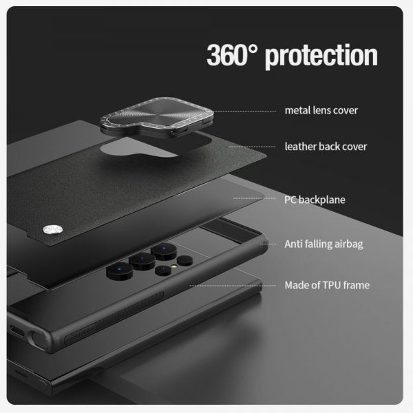 Nillkin Samsung Galaxy S24 Ultra Kotelo CamShield Prop Leather Sininen