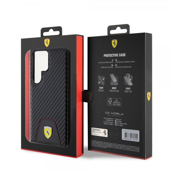 Ferrari Samsung Galaxy S24 Ultra Suojakuori Carbon & Stripe Musta