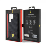 Ferrari Samsung Galaxy S24 Ultra Suojakuori Carbon & Stripe Musta