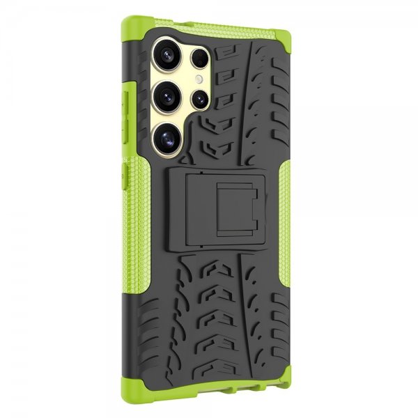 Samsung Galaxy S24 Ultra kuori rengaskuvio jalustatoiminto vihreä