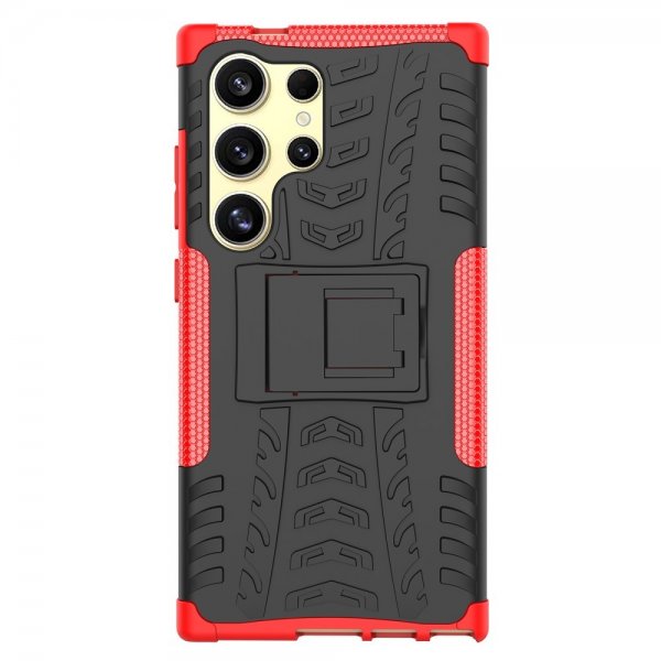 Samsung Galaxy S24 Ultra Kuori Rengaskuvio Jalustatoiminto Punainen