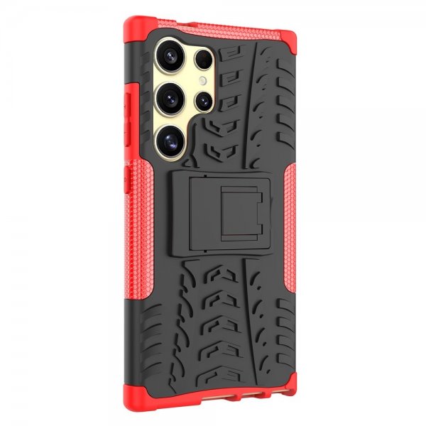 Samsung Galaxy S24 Ultra Kuori Rengaskuvio Jalustatoiminto Punainen