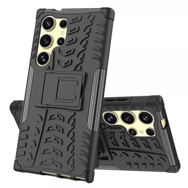Samsung Galaxy S24 Ultra Kuori Rengaskuvio Jalustatoiminto Musta