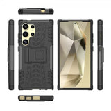Samsung Galaxy S24 Ultra Kuori Rengaskuvio Jalustatoiminto Musta