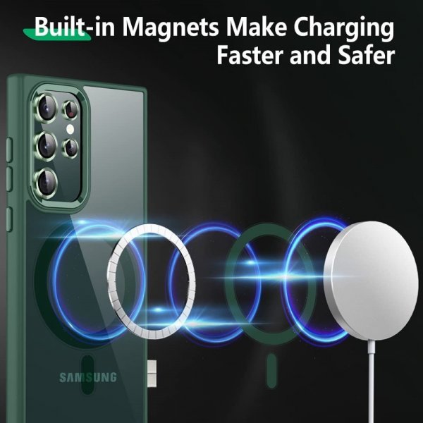 Samsung Galaxy S24 Ultra Kuori Värillisellä Reunalla MagSafe Vihreä
