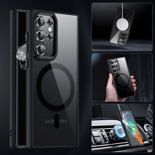 Samsung Galaxy S24 Ultra Kuoret Värillisellä Reunalla MagSafella Musta
