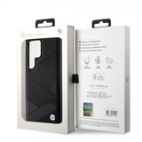 BMW Samsung Galaxy S24 Ultra Kotelo Aitoa Nahkaa Kuvioitu Musta