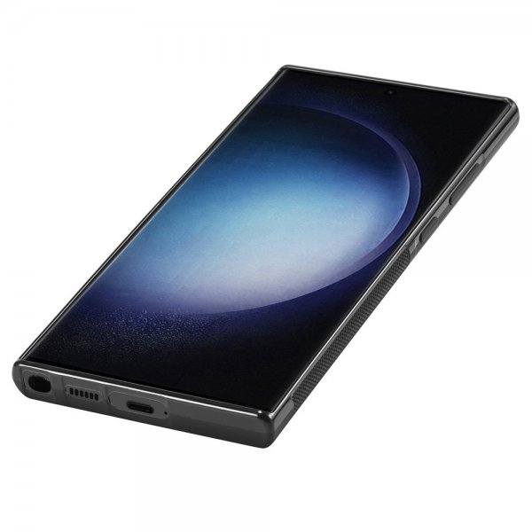Lc.Imeeke Samsung Galaxy S24 Ultra Kuori Hiilikuitutekstuuri Punainen Raita Musta