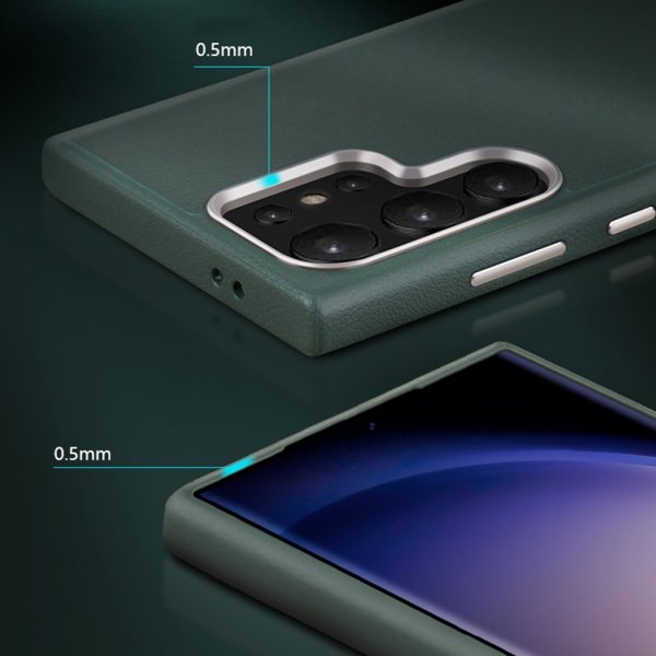 X-Level Samsung Galaxy S24 Ultra Nahkatekstuuri Suojakuori Harmaa