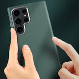 X-Level Samsung Galaxy S24 Ultra Nahkatekstuuri Suojakuori Harmaa