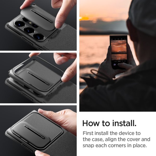Spigen Samsung Galaxy S24 Ultra kuori Optik Armor musta