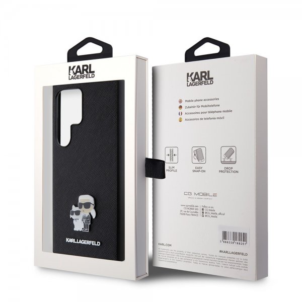 Karl Lagerfeld Samsung Galaxy S24 Ultra -suojakuori Saffiano Karl & Choupette Musta