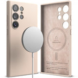 Ringke Samsung Galaxy S24 Ultra -silikonisuojakuori Magnetic Pink Sand