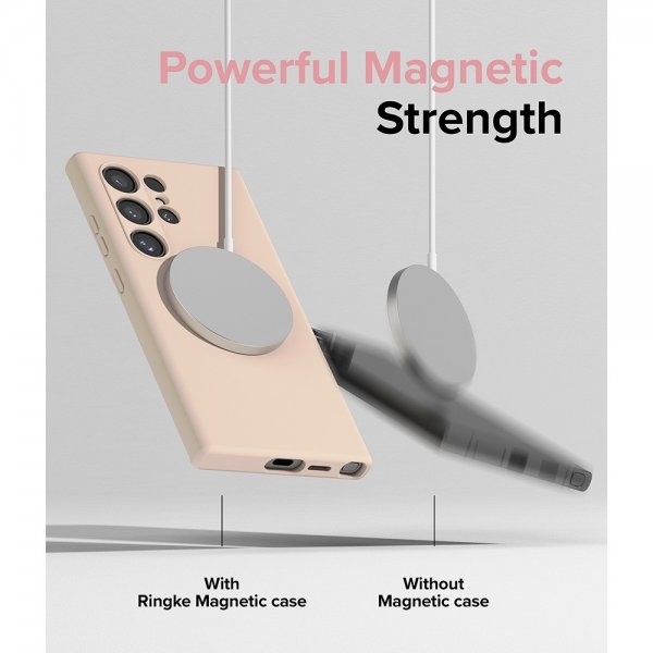 Ringke Samsung Galaxy S24 Ultra -silikonisuojakuori Magnetic Pink Sand