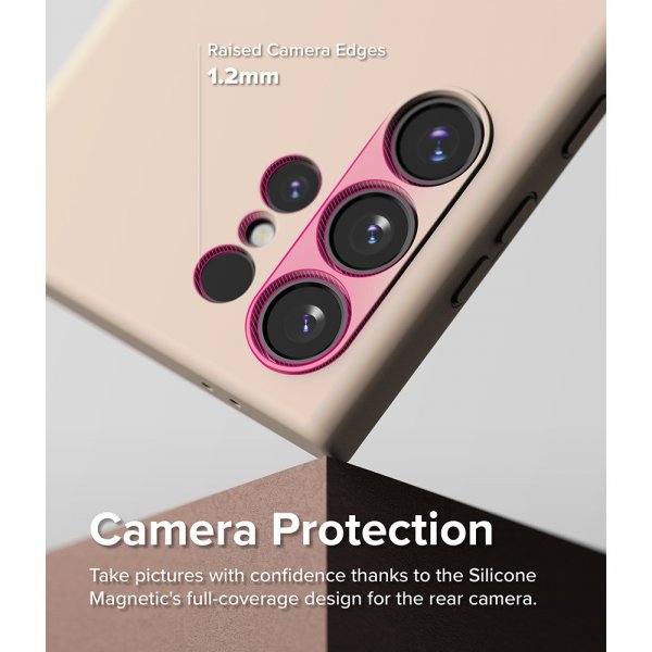Ringke Samsung Galaxy S24 Ultra -silikonisuojakuori Magnetic Pink Sand