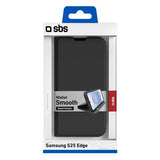 SBS Samsung Galaxy S25 Edge Lompakkokotelo Sileä Musta