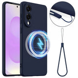Samsung Galaxy S25 Edge Kuori Strap Silikoni MagSafe Tummansininen