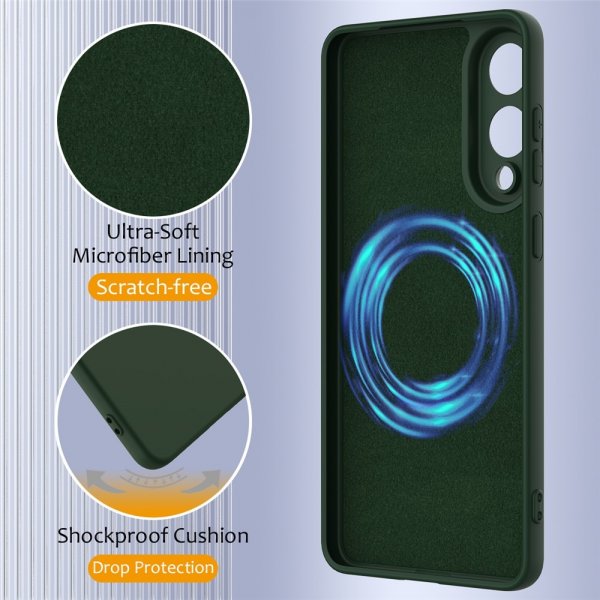 Samsung Galaxy S25 Edge Kuori Strap Silikoni MagSafe Tummanvihreä